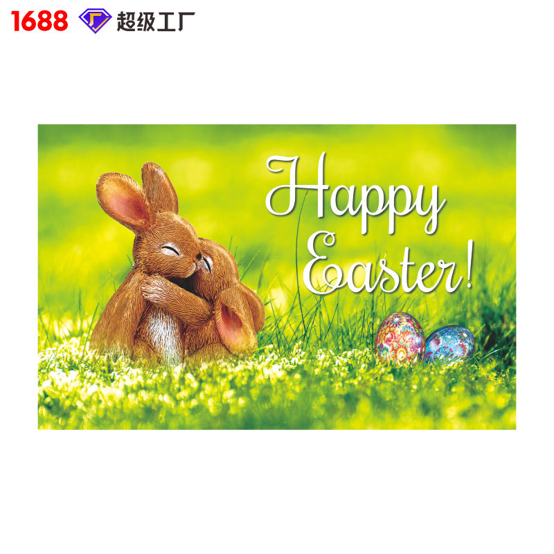 Wholesale Easter Decorations Egg Bunny Flag Background Cloth